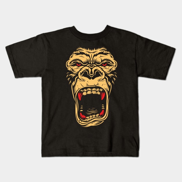 Scary gorilla face Kids T-Shirt by PG